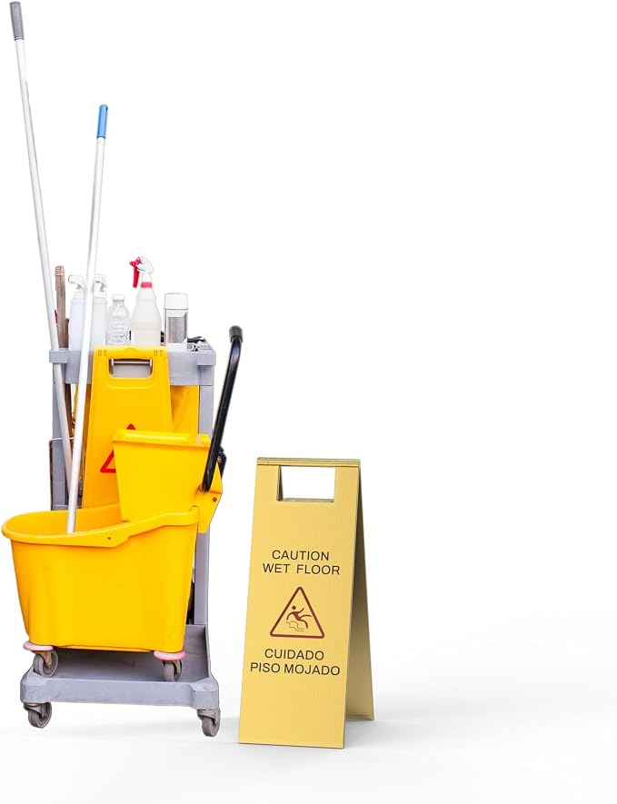Stainless Steel Wet Floor Sign 2 Pack, 24 Inch Double-Sided Foldable Caution - Image 3