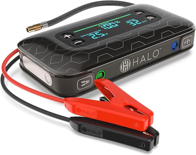 HALO Bolt Air+ 1750 Portable Car Battery Jump Starter | 130 PSI Air Compressor by Halo