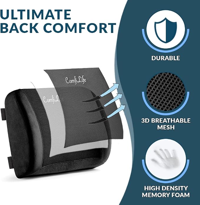ComfiLife Lumbar Support Back Pillow Office Chair and Car Seat Cushion - Image 2