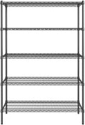 Black 5-Tier Metal Adjustable Freestanding Garage Storage Wire Shelving Unit by Unknown