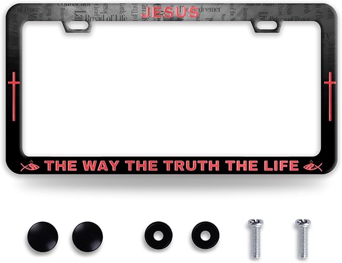 Jesus The Way The Truth The Life License Plate Frame Christian License Plate by BRAGHRTED
