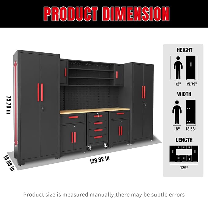 Torin Garage Storage Cabinets System, 8-Pcs Workshop Cabinet Set in Black - Image 3