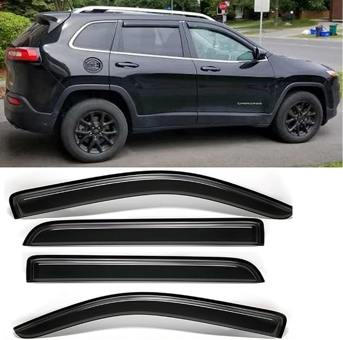 Side Window Deflector Visor Rain Guard, Outside Mount Tape-on Shatterproof Dark by Deebior