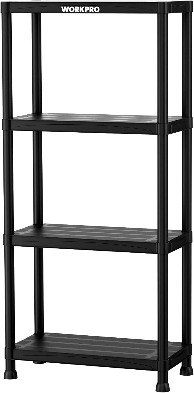 WORKPRO 4-Tier Plastic Storage Shelves, 400lb Capacity Shelving Unit, 51.4" H x by WORKPRO