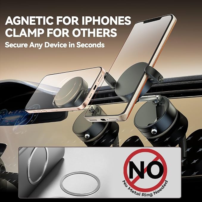 2025 Upgraded Foldable 2-in-1 Clip & Vacuum Magnetic Suction Car Phone Holder - Image 3