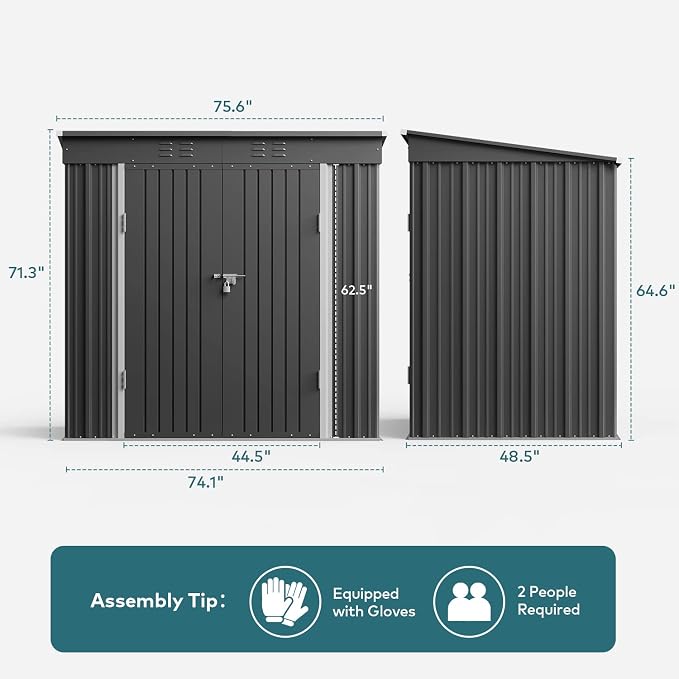 Gizoon 6' x 4' Outdoor Storage Shed - Image 8