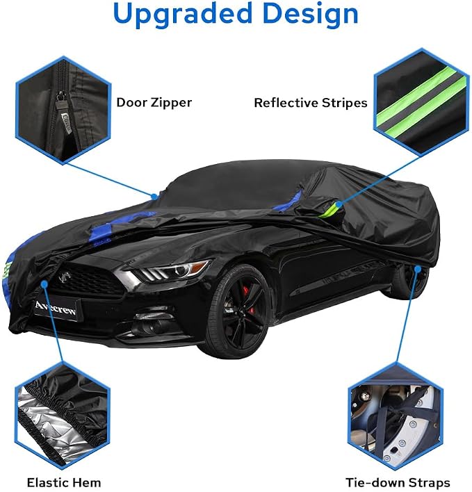 Avecrew for Ford Mustang Car Cover Waterproof All Weather for Automobiles - Image 3