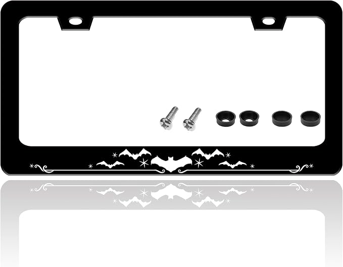 Bat License Plate Frame Funny Gothic Style License Plate Holder Animal by TINALUIN