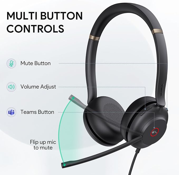Yealink UH37 USB Headset with Noise Cancelling Microphone, Wired Headset - Image 4