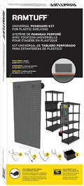Ramtuff Universal PegBoard Kit for Plastic Shelving- Garage Storage Organizer by Ramtuff
