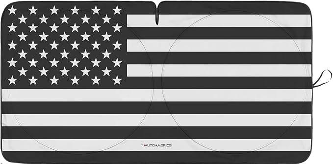 Autoamerics Jeep Wrangler B&W 1-Piece Windshield Sun Shade Foldable Car Front - Image 2