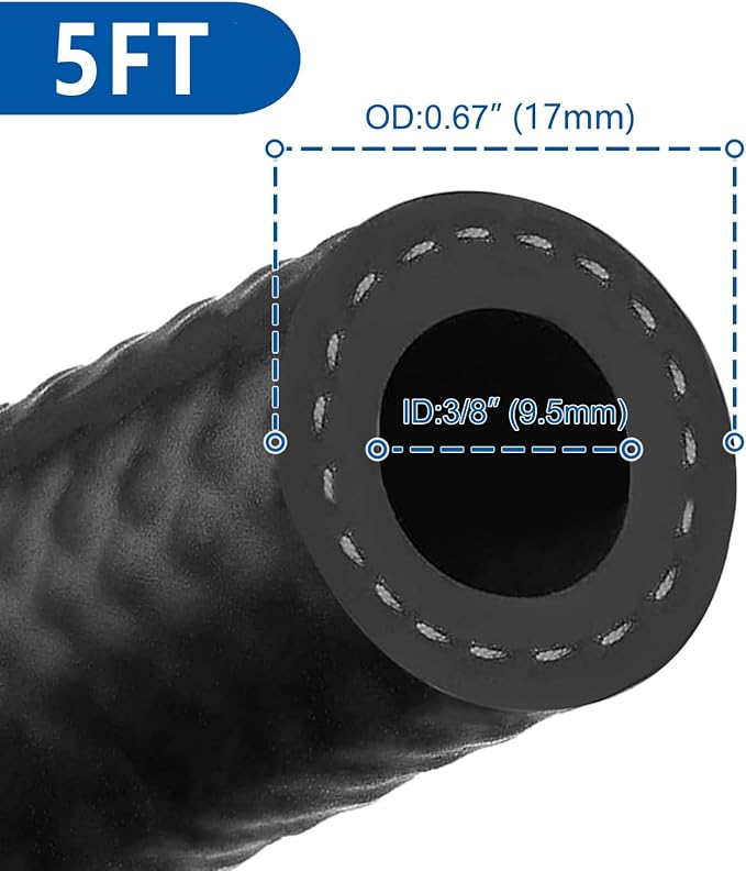LokoCar Rubber Fuel Hose Line Push Lock 3/8" ID SAE 30R7 NBR 5ft 300PSI Black - Image 3