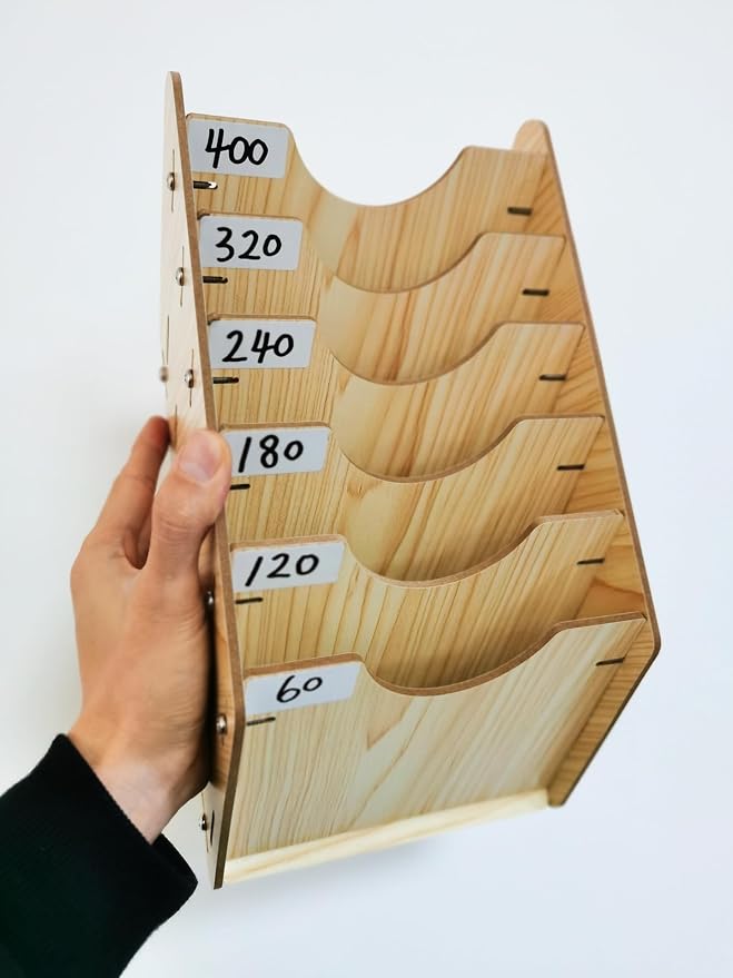 6-Tier Hanging Wooden Sandpaper Storage Holder, Sandpaper Organizer - Image 3