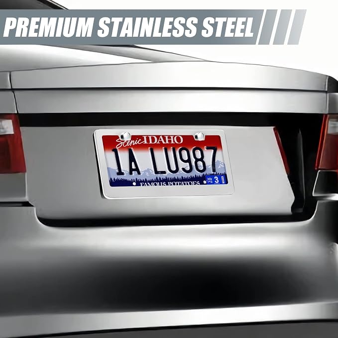 2 Pack License Plate Frames, Stainless Steel Car License Plate Cover Car - Image 6