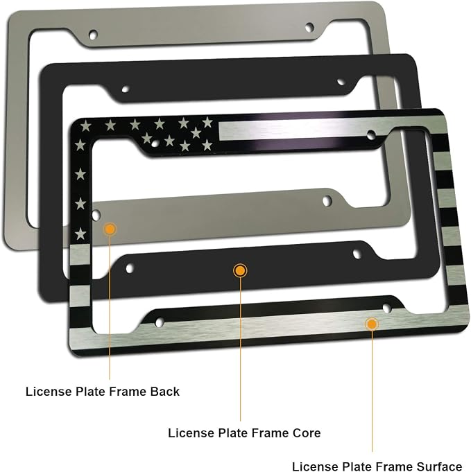 Flag License Plate Frame- USA Patriotic Personalized Car Tag Holder, 4 Hole - Image 3