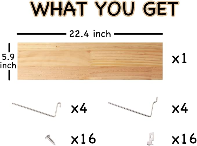 SEVENY 1 Pack Pine Wooden Pegboard Shelf Wall Organizer, Shelves - Image 3