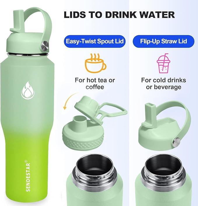 SENDESTAR 32oz Water Bottle Wide Mouth Stainless Steel Vacuum Insulated Double - Image 2