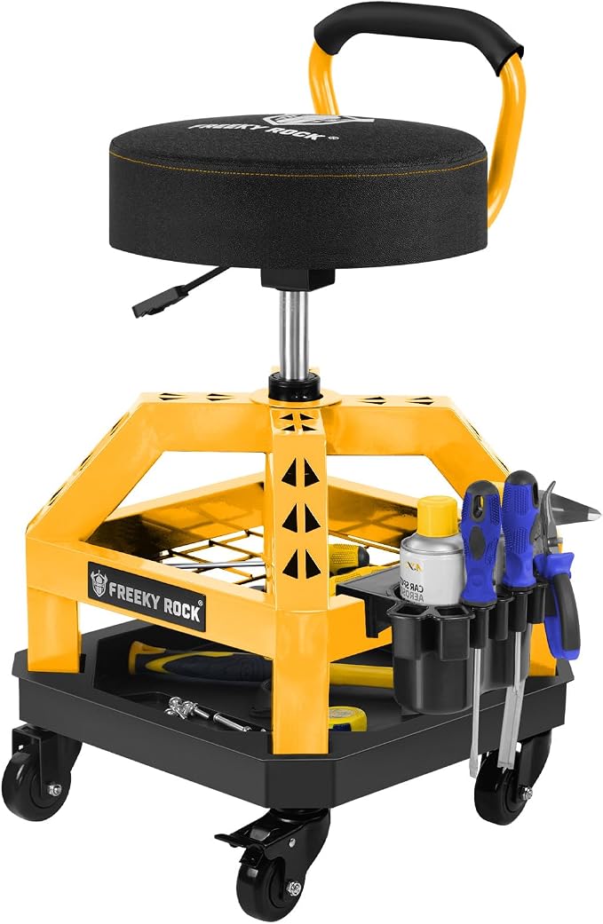 Rolling Shop Stool with Wheels, Heavy Duty Garage Work Mechanic Stool with by FreekyRock