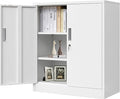 Metal Storage Cabinet with Locking Doors and Adjustable Shelves, 36.2" H Steel by Wanfu