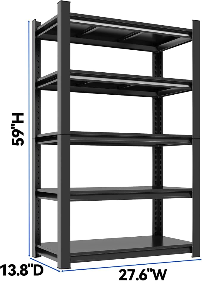 59"H Garage Shelving Heavy Duty Rack, 3000 LBS Extra Large Capacity 5 Tier - Image 2