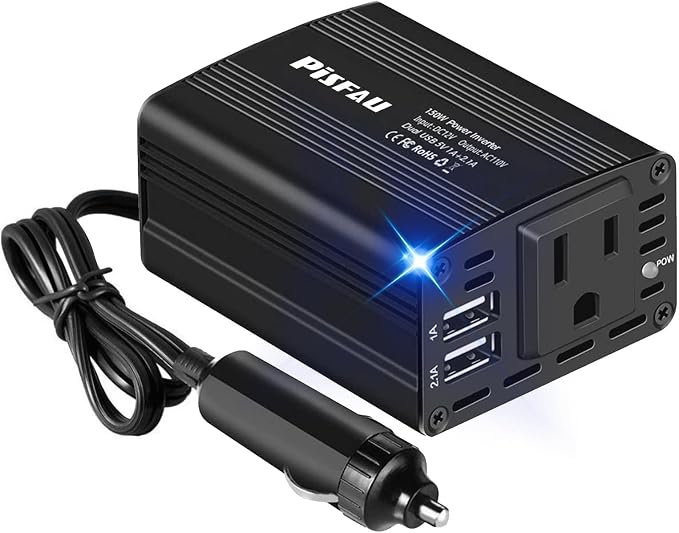 150W Power Inverter 12V DC to 110V AC Car Plug Adapter Outlet Converter by PiSFAU