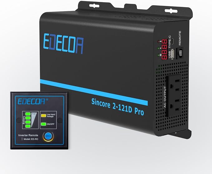 EDECOA Pure Sine Wave Inverter 1200W 12V DC to 110V AC Power Inverter by EDECOA