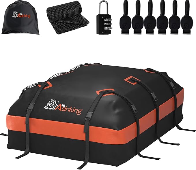 Asinking Car Roof Bag Rooftop top Cargo Carrier Bag 15 Cubic feet Waterproof by Asinking