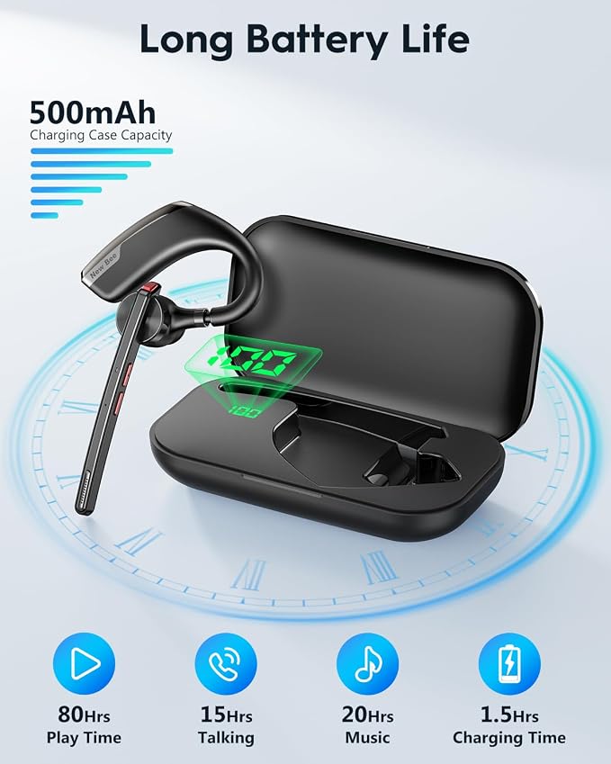 New bee Bluetooth Headset, Wireless Bluetooth Earpiece - Image 2