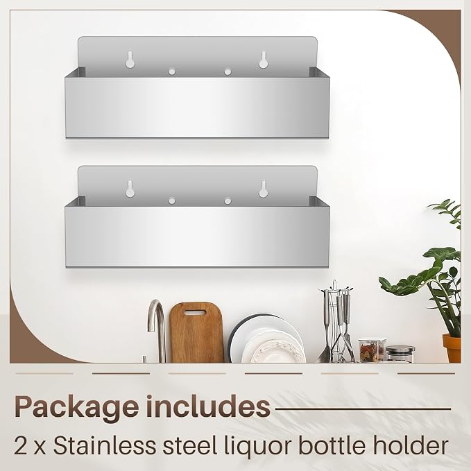 Tanlade 2 Pieces 15 Inch Single Speed Rail Stainless Steel Liquor Bottle Holder - Image 3