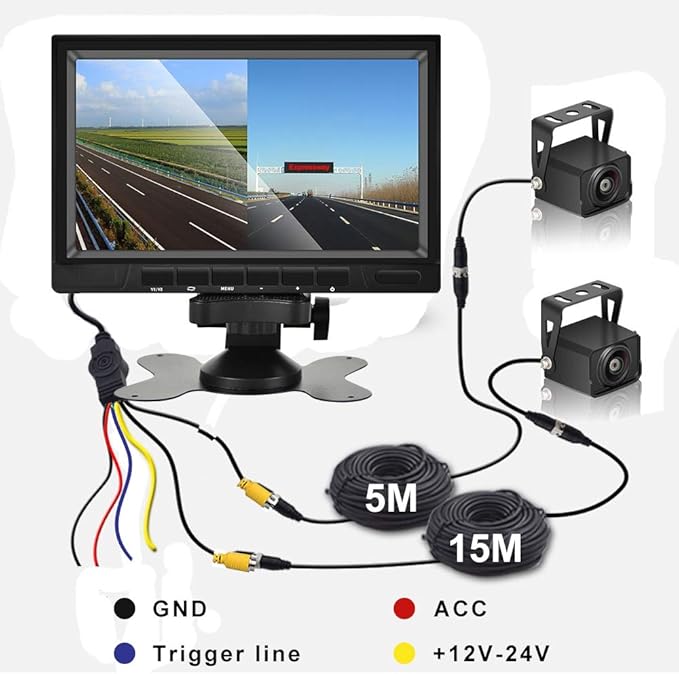 AHD Dual Backup Camera with 7'' 1080P DVR Monitor, Front and Rear View Camera - Image 6