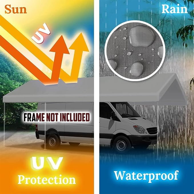 10'x20' Upgraded Carport Replacement Top Canopy Cover - Image 5