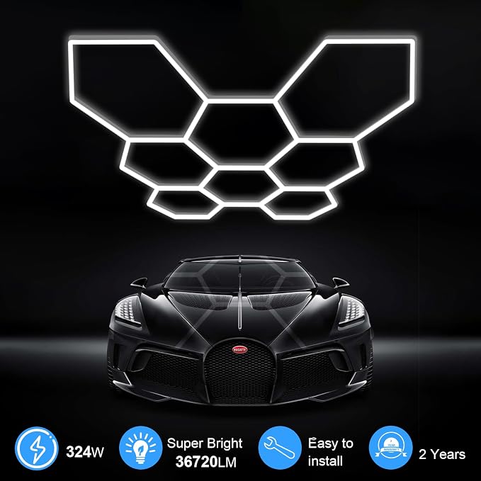 MODERN Hexagon Garage Light: Higher Brightness 38880 Lumens Honeycomb Garage - Image 2