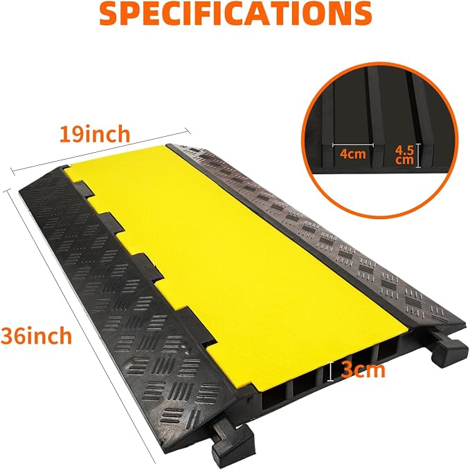 5 Channel 2 Pack Cable Protector Ramp Traffic Wire and Hose Ramp Cord Cover - Image 3