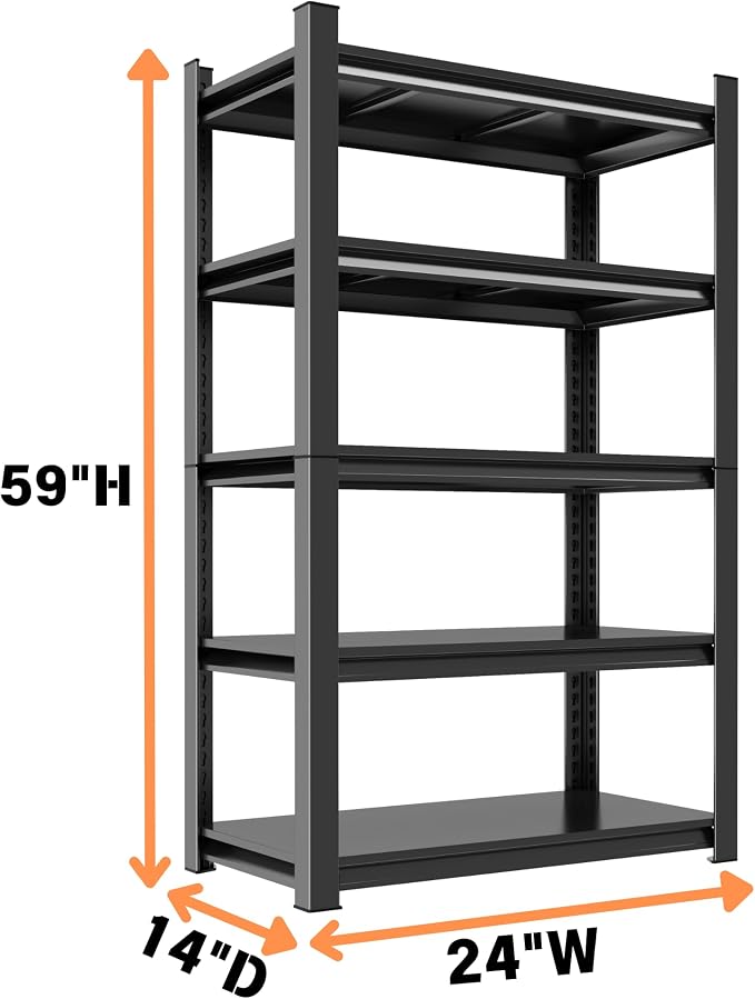 Metal Garage Shelving Unit, Heavy Duty 5-Tier Adjustable Storage Rack, Steel - Image 3