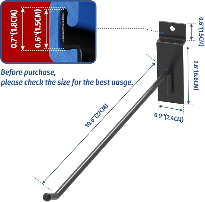 unp POETISKE Slatwall Hooks 32PC 10 Inch Slatwall Accessories Slatwall Panel - Image 5