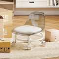 Low Rolling Stool with Wheels, Mini Rolling Garage Stool with Back Support by Sejone