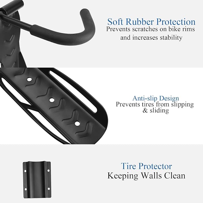 Garage Bike Rack Wall Mount, Bike Hanger Hooks, Heavy Duty Vertical Bicycle - Image 3