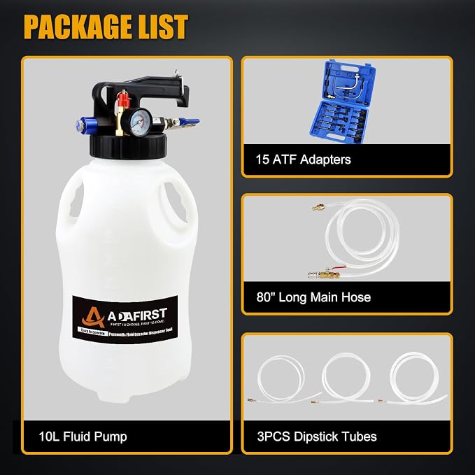 Transmission Fluid Transfer Pump Kit, 10L Pneumatic Fluid Extractor and - Image 8