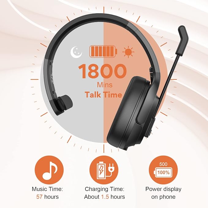 EKSA Noise Cancelling Trucker Bluetooth Headset - Image 4