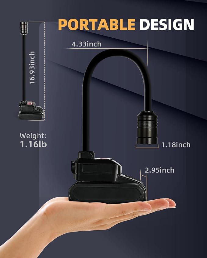 LED Work Light, 5000mAh Magnetic Gooseneck Light Rechargeable, 2000 Lumen - Image 7