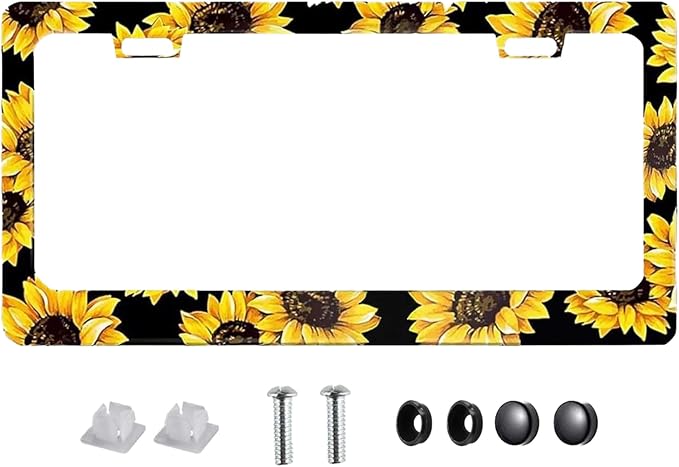 Sunflower License Plate Frame Nature Theme Sunflower License Plate Holder Auto by Unknown