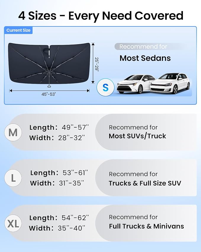 REEVAA 2025 Upgraded Car Windshield Sun Shade Umbrella Protect Interior - Image 6