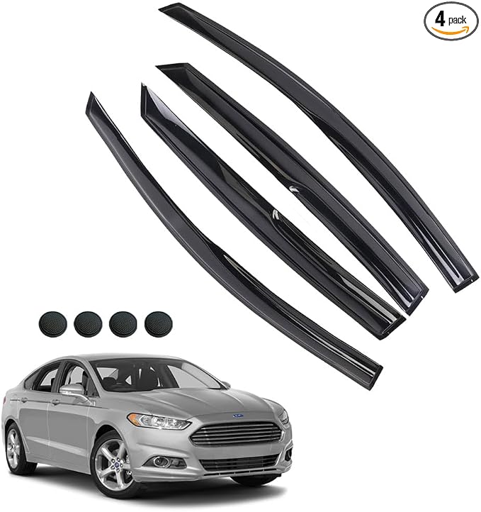 Rain Guards for Fusion 2013-2020, Tape-on Side Window Deflectors for Fusion by LETINGFAR