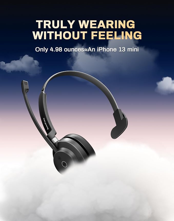 Wireless Headset with Mic for Work, Headset with Microphone for PC, Wireless - Image 4