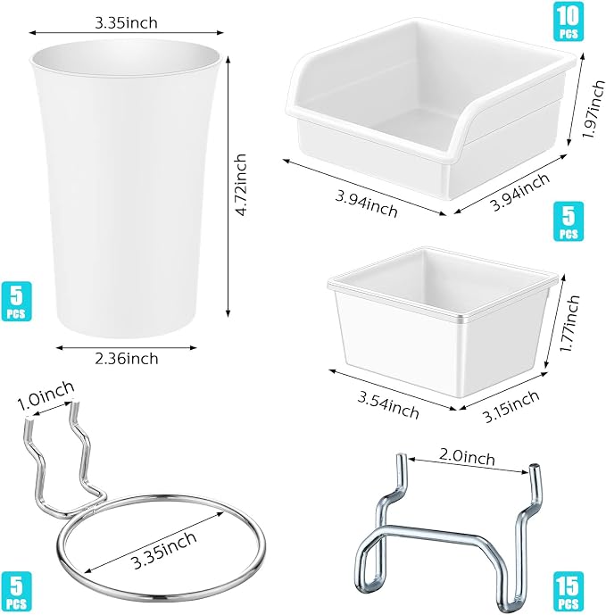Yookeer 20 Pcs Pegboard Bins and Cups - Image 2