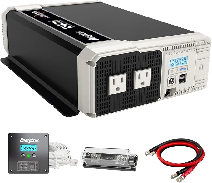 Energizer 1500 Watt 12V Pure Sine Inverter Dual AC Outlets & USB, Installation by Energizer