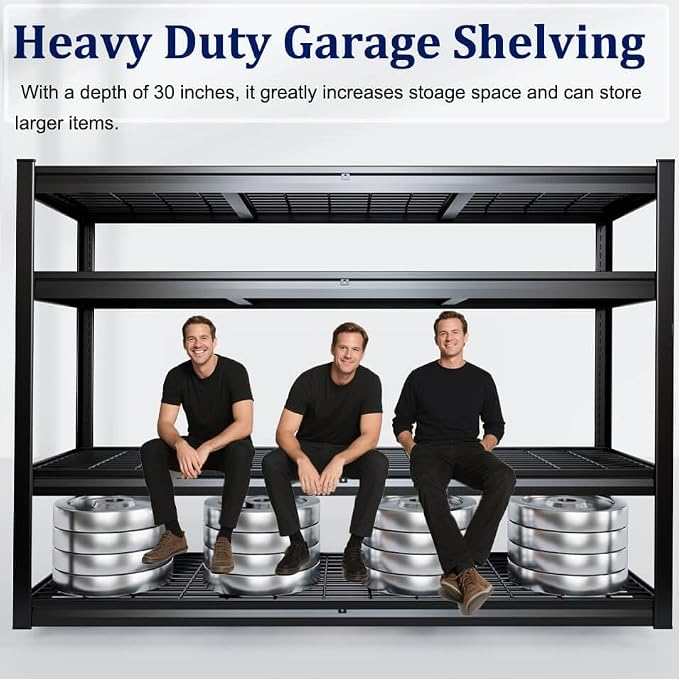 72" W Storage Shelves Heavy Duty Garage Shelving 30" D Metal Shelving Unit - Image 3