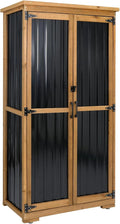 Outdoor Storage Cabinet Wood & Metal, Tall Tool Shed by Ketive