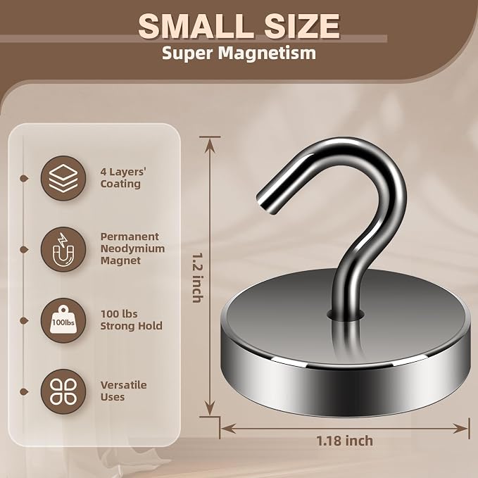 Neosmuk Magnetic Hooks, Cruise Ship Essentials, 100lb+ Heavy Duty Magnetic Hooks - Image 5