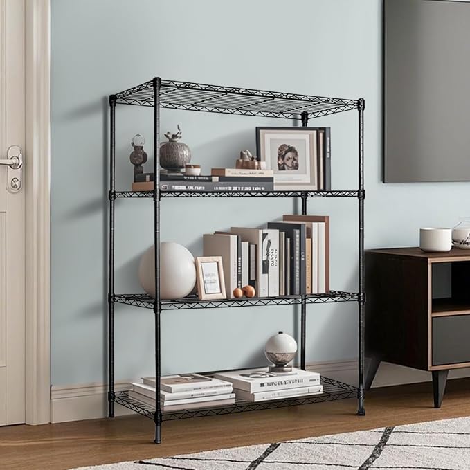 Heavy-Duty Black 4 Tiers Steel 36x14x54 Wire Shelving NSF Certified. Adjustable - Image 7